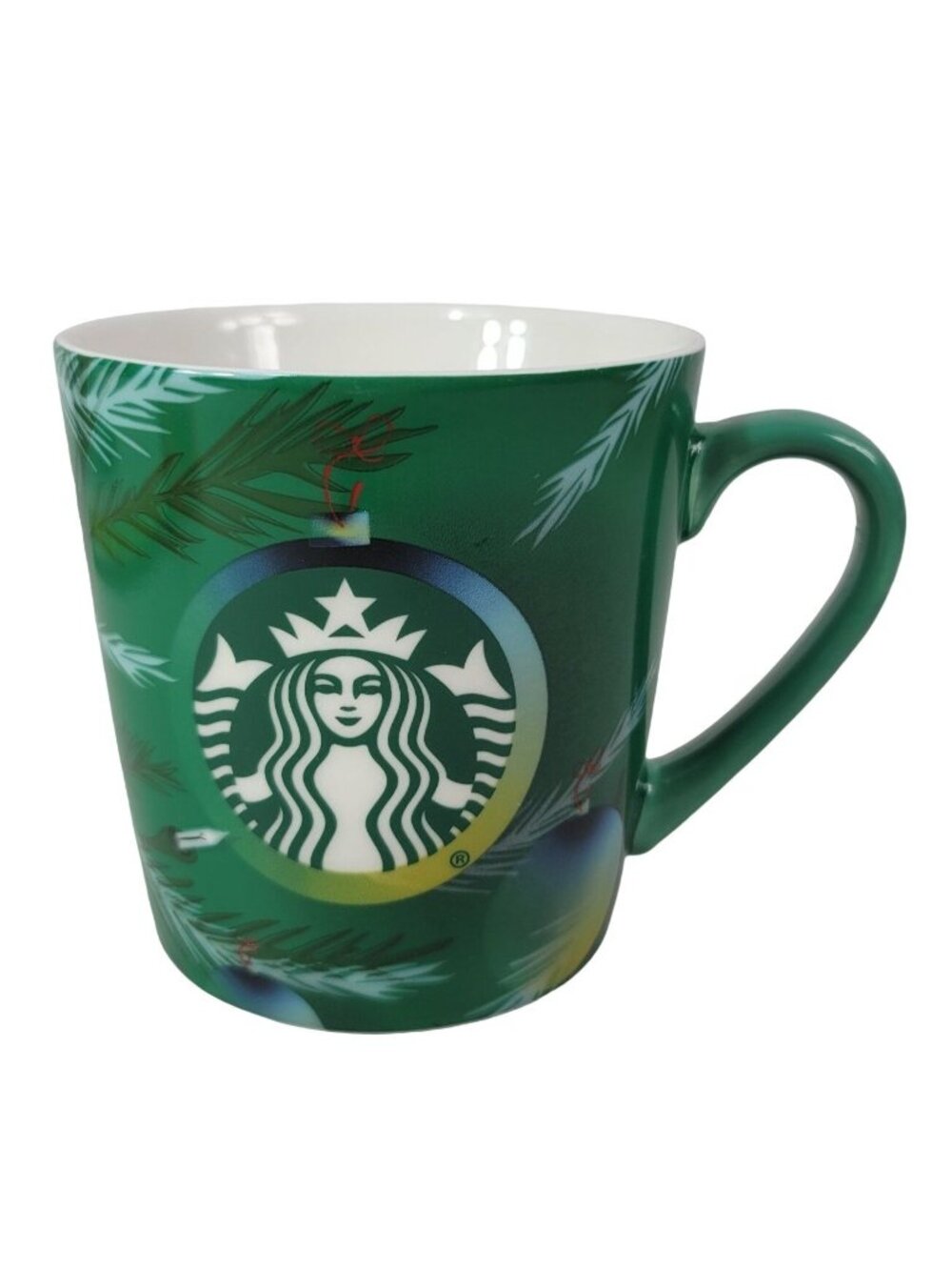 Starbucks 2020 Christmas Mug Green 18oz Evergreen Tree Limbs Lights Ornaments